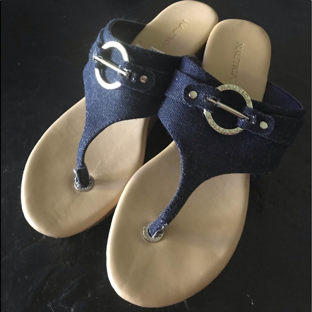 Wedge Sandals - dark blue denim